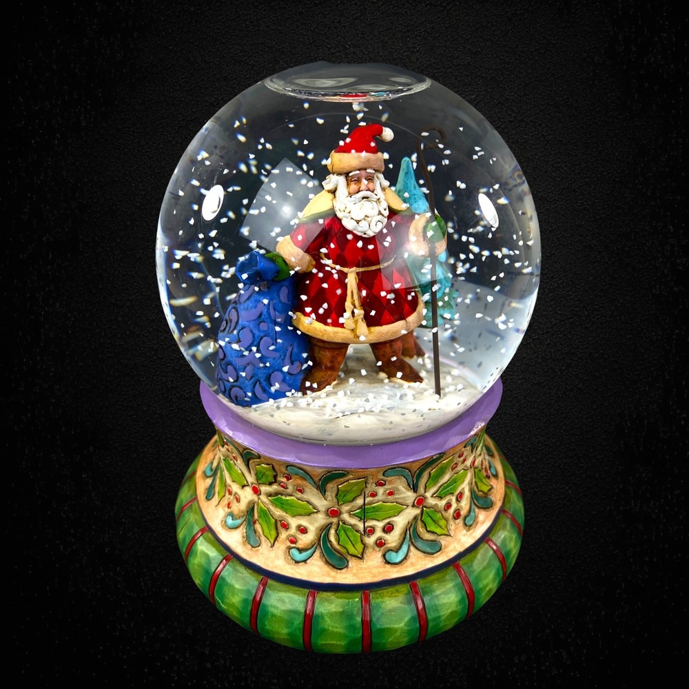 Jim Shore Santa Snow Globe Music Box Up On The Housetop Enesco 2007